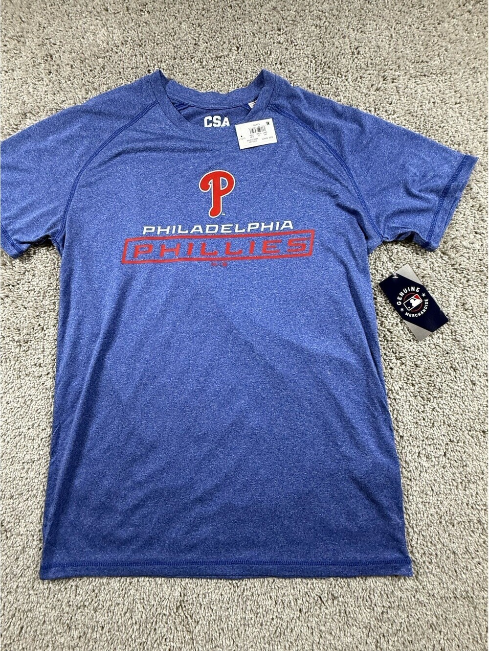 NWT Philadelphia Phillies Shirt Mens Medium Blue Crew Neck Logo Baseball MLB